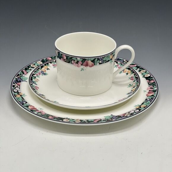 Mikasa Other - Mikasa Orchard Mural Teacup Cup & Saucer & Salad Plate 3-pc Set Luncheon